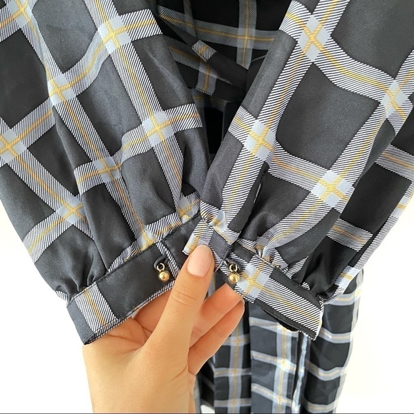 Elizabeth McKay Scotland Silk Wrap Dress in Blue Check - Picture 5 of 7